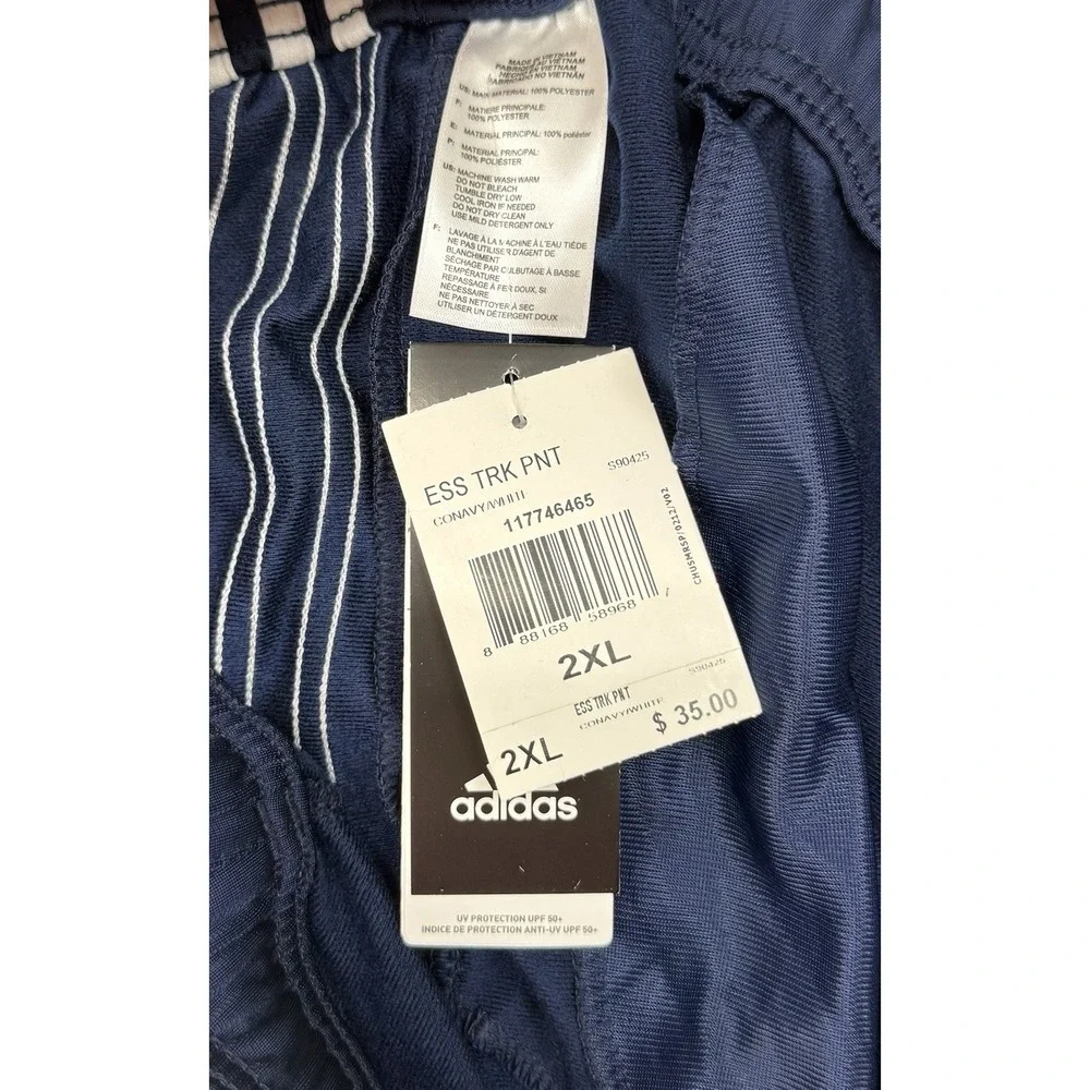 NEW Adidas men Essentials 3-Stripes Track Suit Legend Ink (NAVY) / White - 2XL
